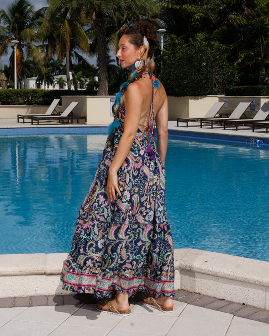 #10203-Long-Blue-Flower-Ornaments | Shizera Beauty