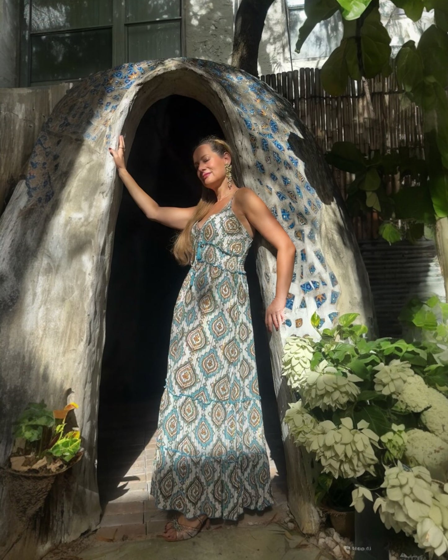 #11187 Long Dress with Brocaded Ornaments | Shizera Beauty