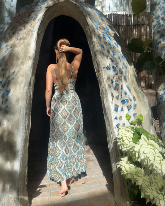 #11187 Long Dress with Brocaded Ornaments | Shizera Beauty