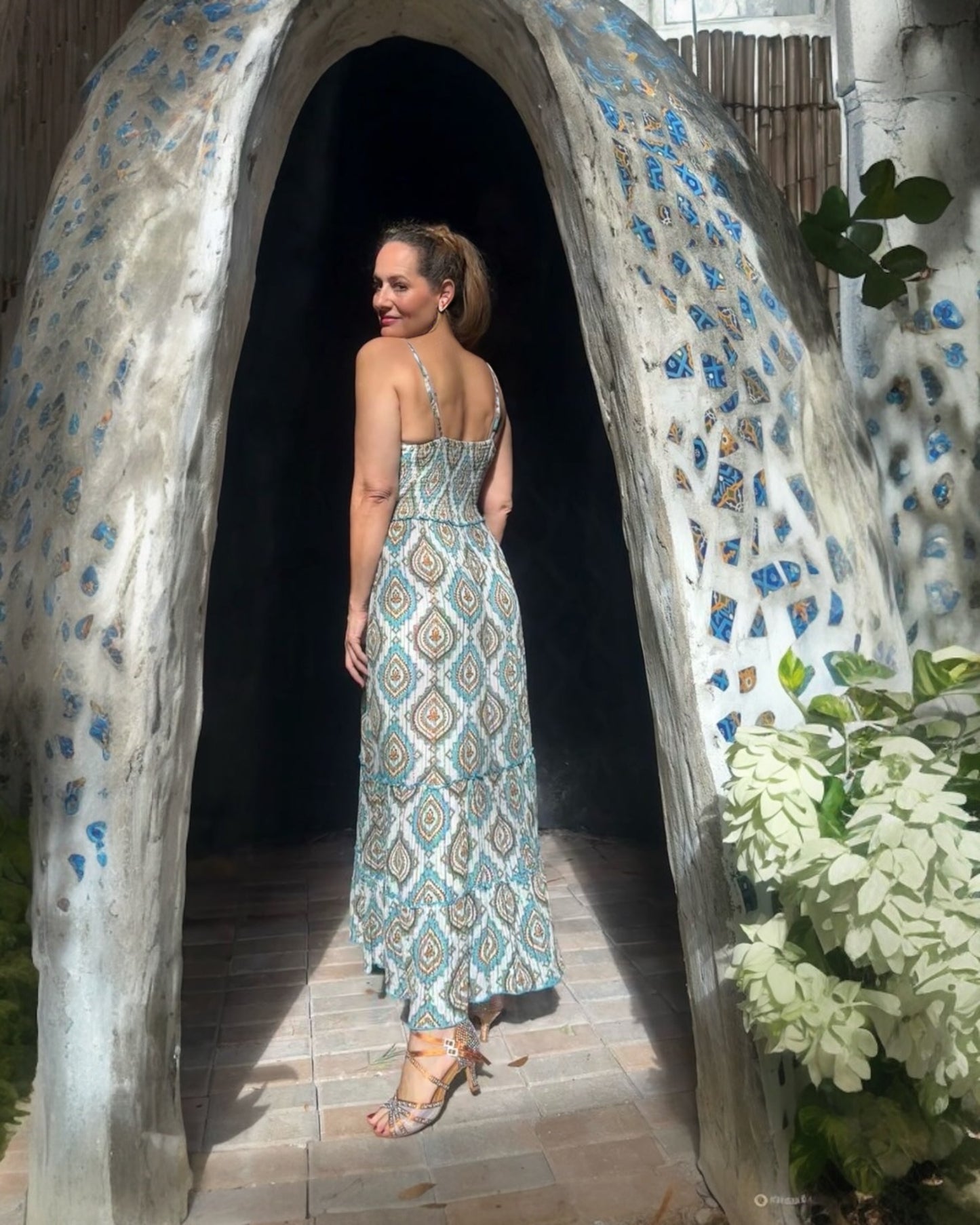 #11187 Long Dress with Brocaded Ornaments | Shizera Beauty
