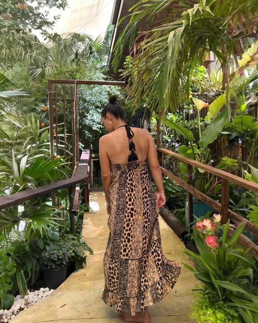 #2030 Black Brown Safari Look Dress | Shizera Beauty