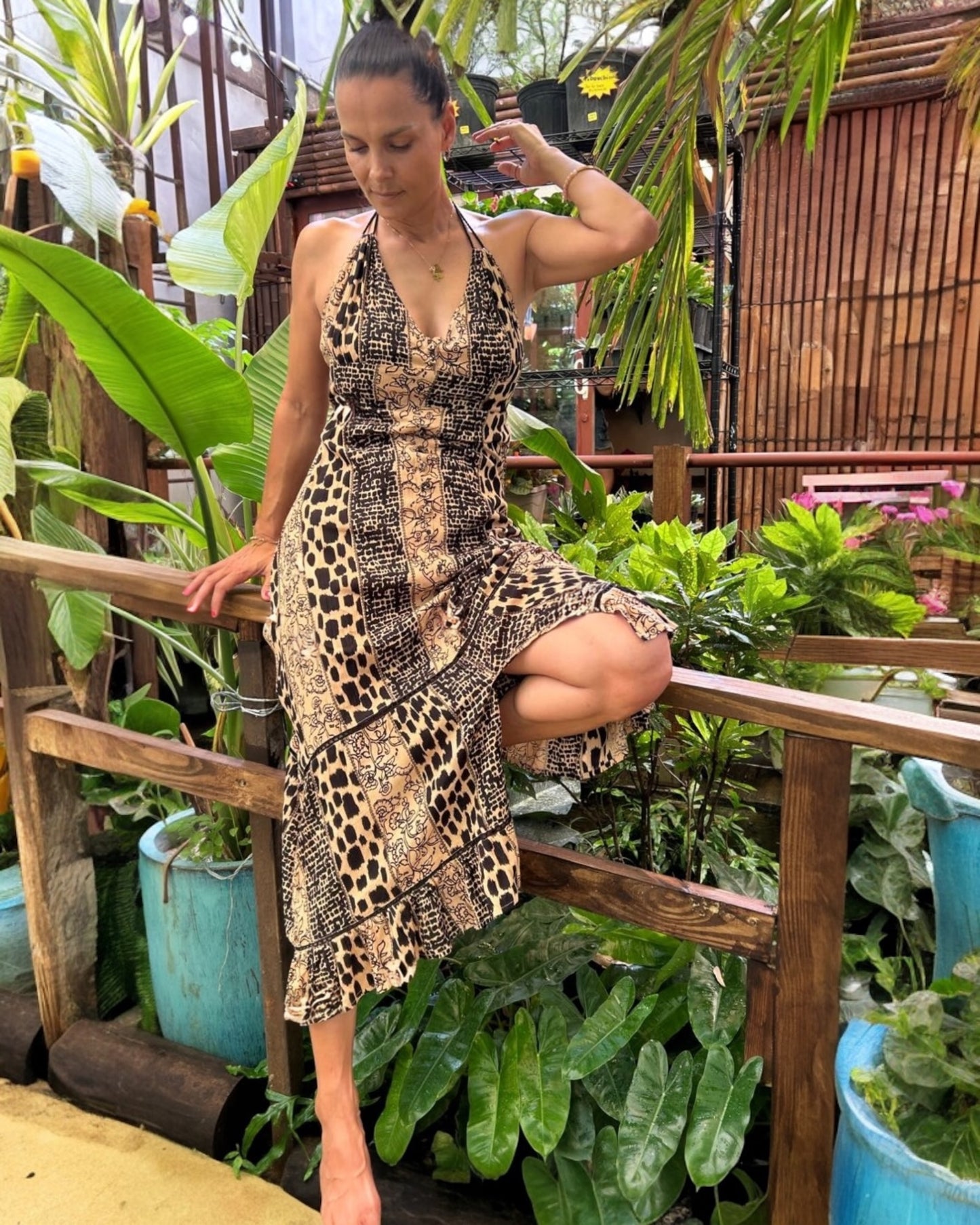 #2030 Black Brown Safari Look Dress | Shizera Beauty