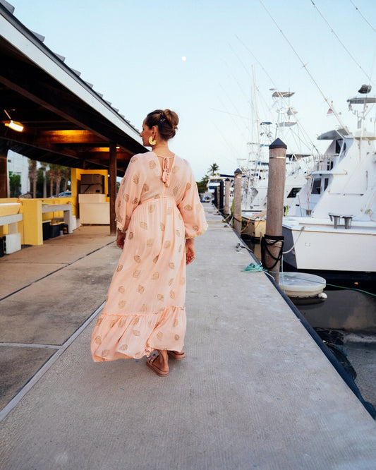 #10533 Long Pink Dress with Sleeves | Shizera Beauty