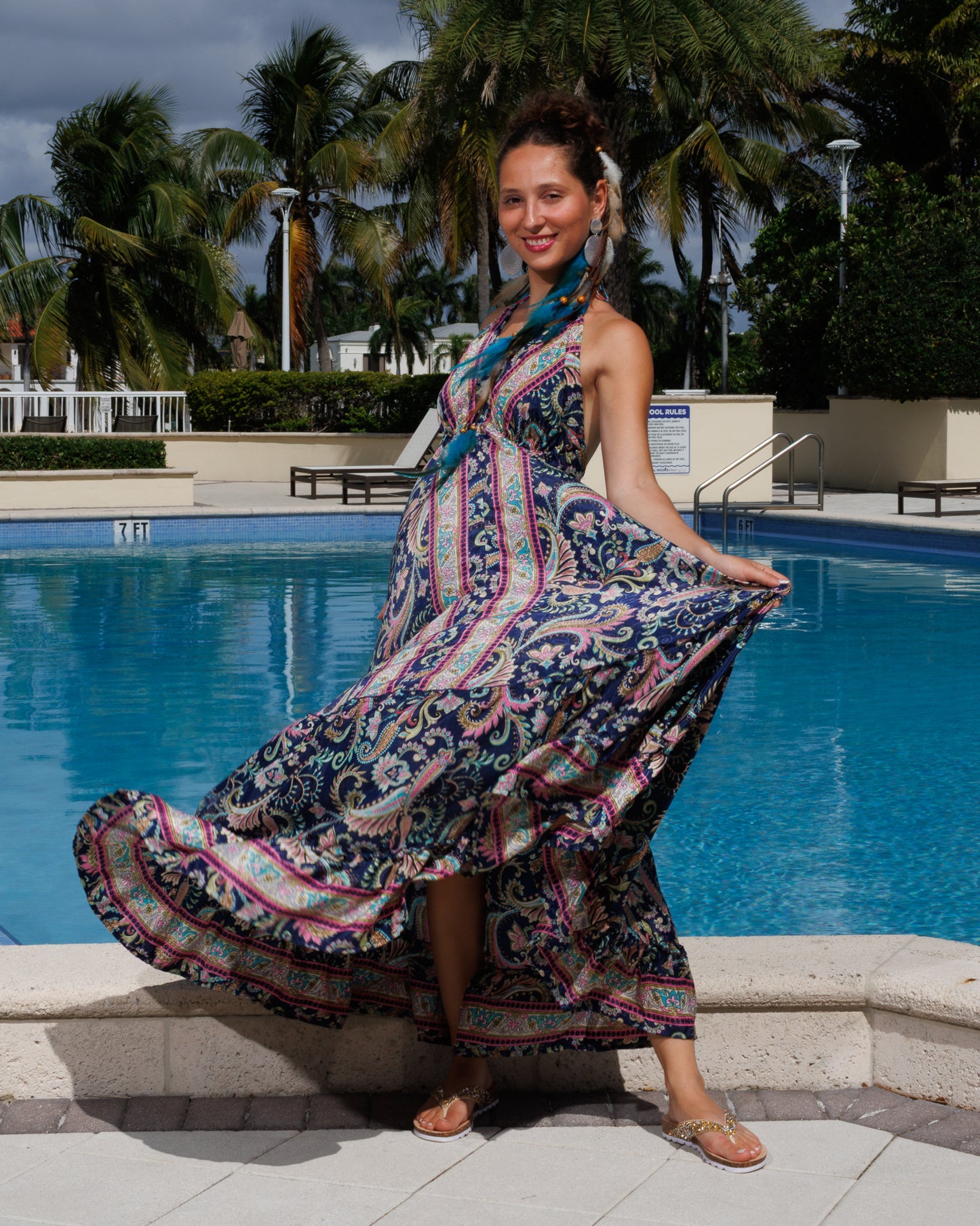 #10203-Long-Blue-Flower-Ornaments | Shizera Beauty