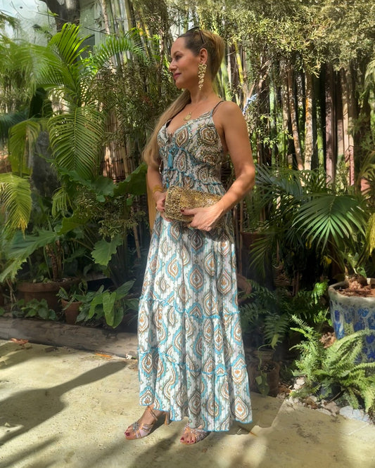 #11187 Long Dress with Brocaded Ornaments | Shizera Beauty