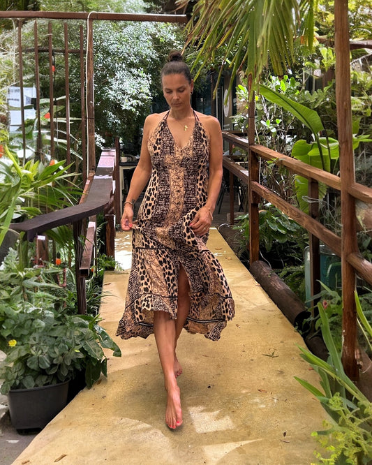 #2030 Black Brown Safari Look Dress | Shizera Beauty