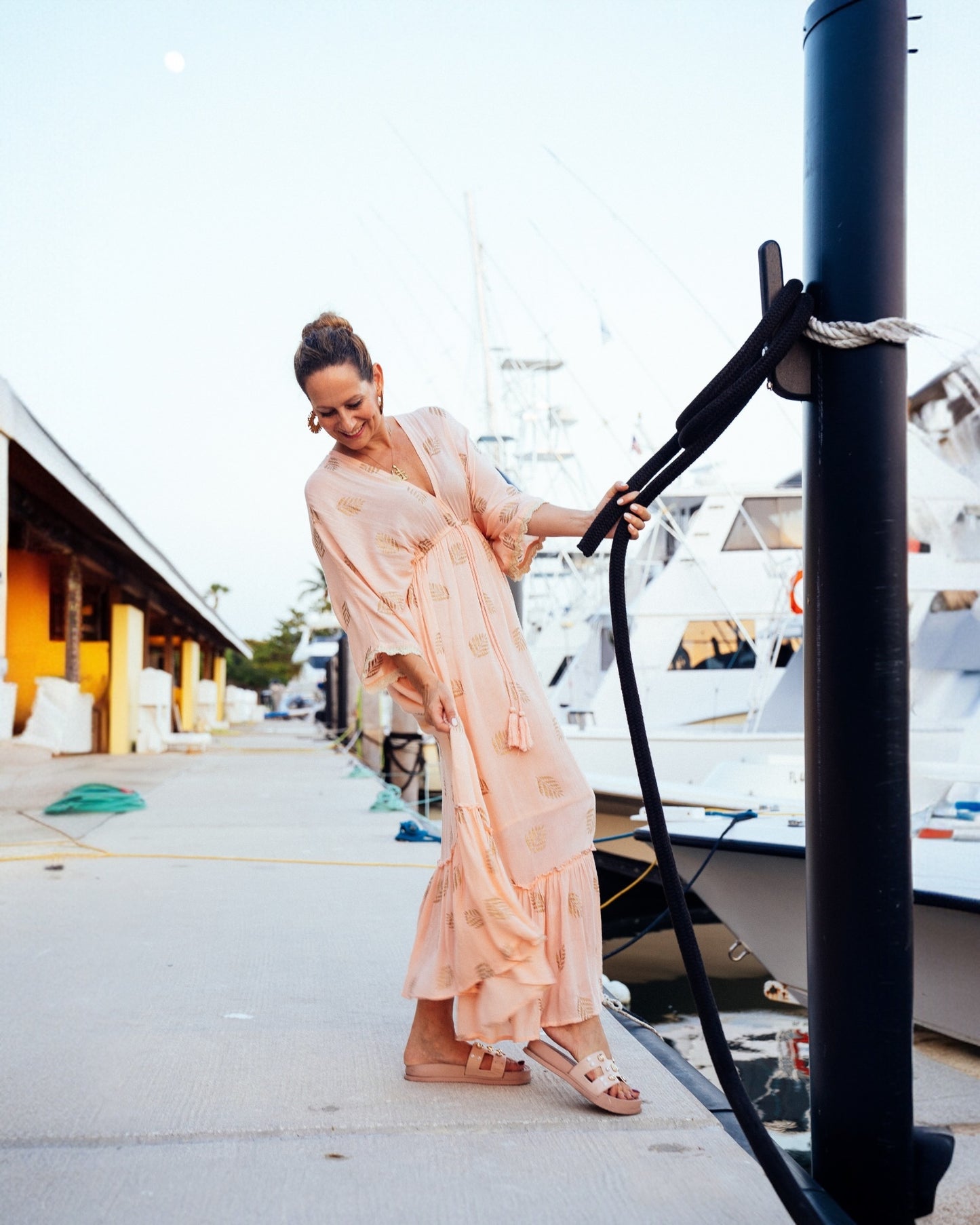 #10533 Long Pink Dress with Sleeves | Shizera Beauty