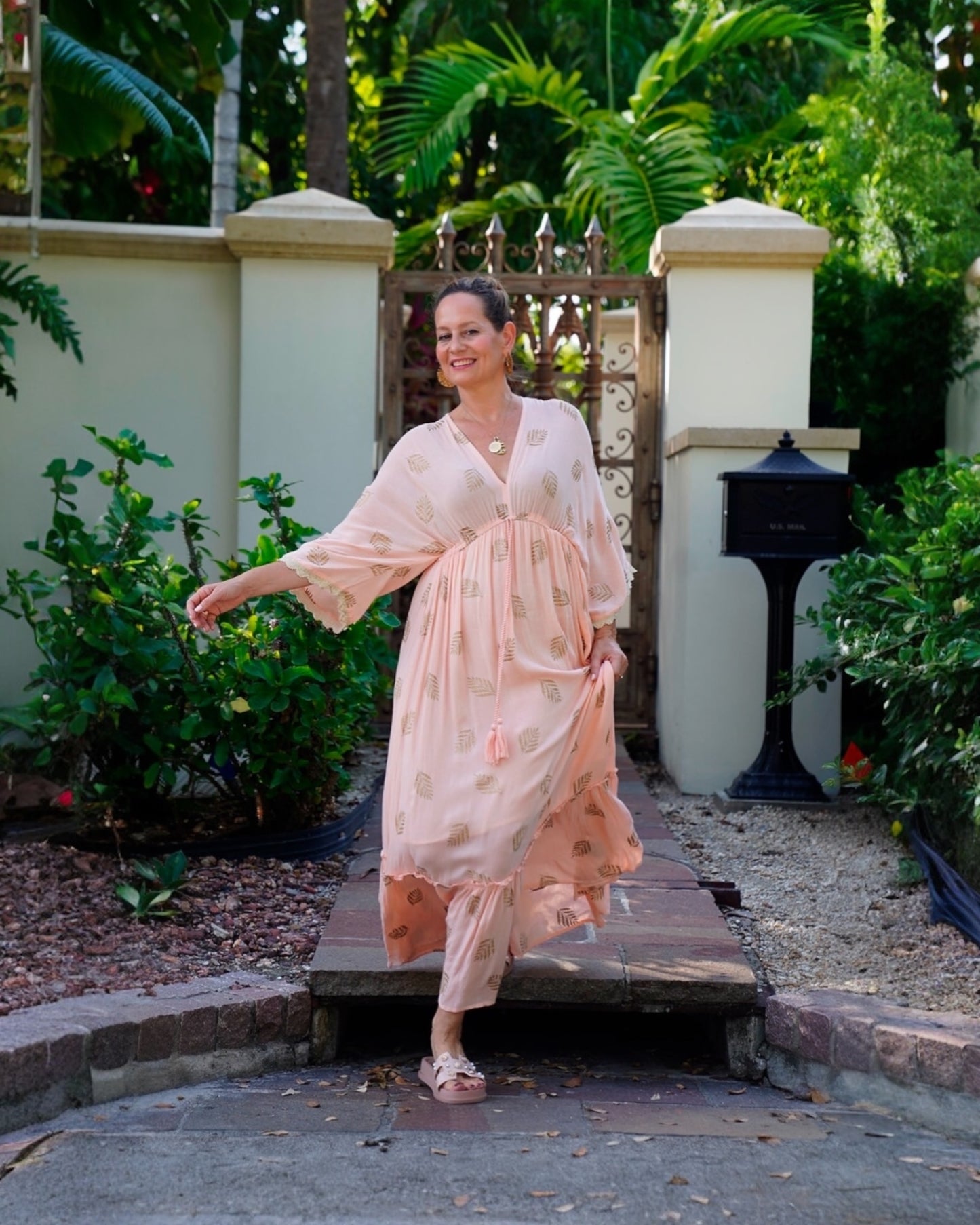#10533 Long Pink Dress with Sleeves | Shizera Beauty