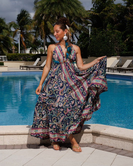 #10203-Long-Blue-Flower-Ornaments | Shizera Beauty